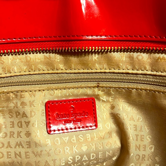 Kate Spade Red Patent Logo Perforated Tote - Picture 6 of 14